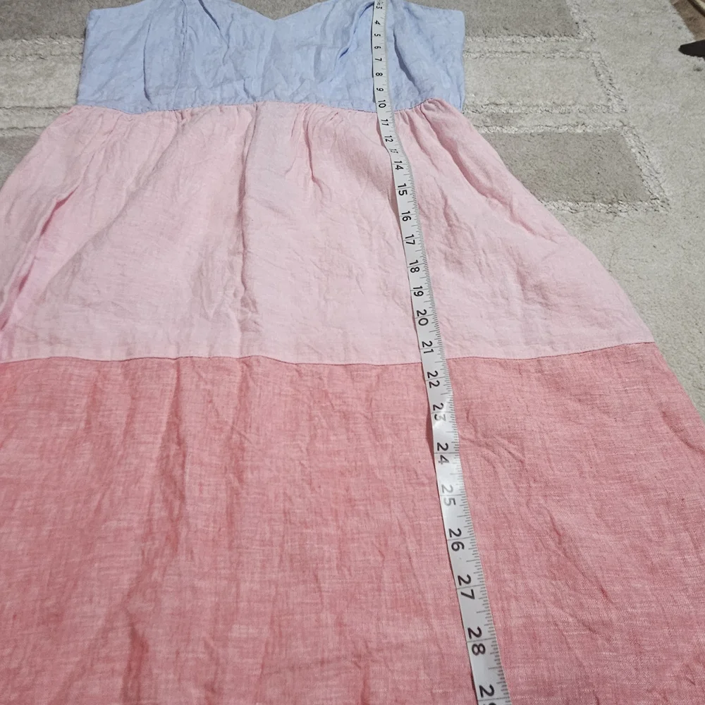 Colorblock Linen Sundress in Blue and Pink - Picture 6 of 8
